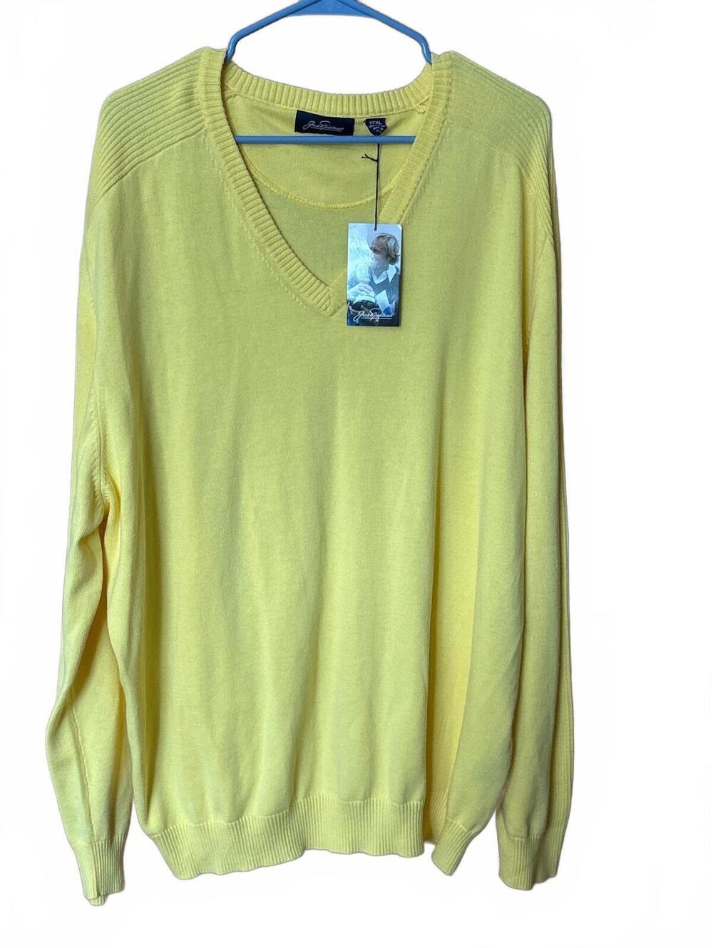 Jack Nicklaus Yellow V-Neck Pullover Sweater Size XXXL